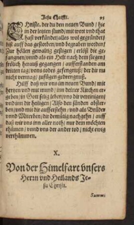 X. Von der Himelfart unsers Herrn und Heilands Jesu Christi.