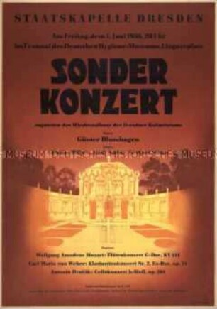 Werbung für ein Sonderkonzert der Staatskapelle Dresden