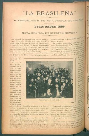 "La Brasileña" - Inauguración de una nueva sucursal : Buen orden 1090 - Nota gráfica de nuestra revista