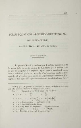 Sulle equazioni algebrico-differenziali del primo ordine.