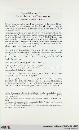 Melanchthon und Bucer: Christliche vnd ware Verantwortung