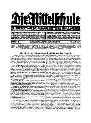 Ein Erlaß zur körperlichen Ertüchtigung der Jugend