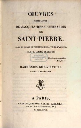 Oeuvres complètes de Jacques-Henri-Bernardin de Saint-Pierre. 10, Harmonies de la nature ; T. 3