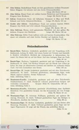 Holzschnitzereien (Nr. 603-609)