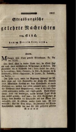104. Stück, den 29. December, 1784.