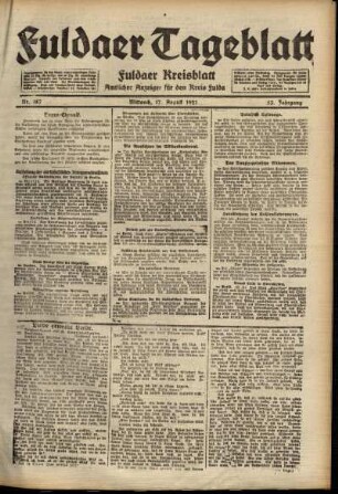 Ausgabe vom Mittwoch, den 17. August 1921.