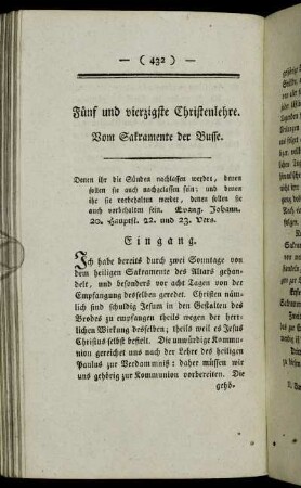 Fünf und vierzigste Christenlehre. Vom Sakramente der Busse.