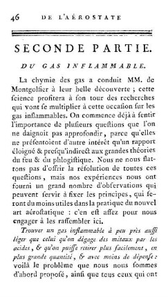 Seconde Partie. Du Gas Inflammable.