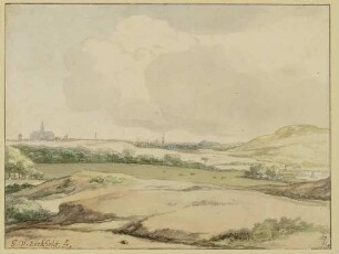 Dünenlandschaft, links hinten Stadt mit staatlicher Kirche (wohl Haarlem)