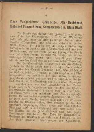 4. Nach Fangschleuse, Grünheide, Alt-Buchhorst, Bahnhof Fangschleuse, Schmalenberg u. Klein Wall