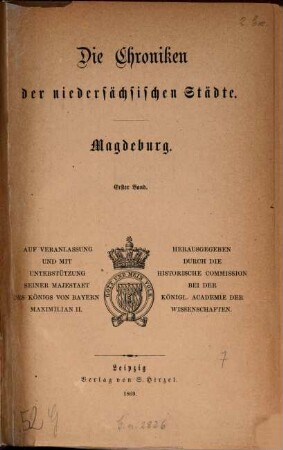 Die Chroniken der niedersächsischen Städte. 1, Magdeburg