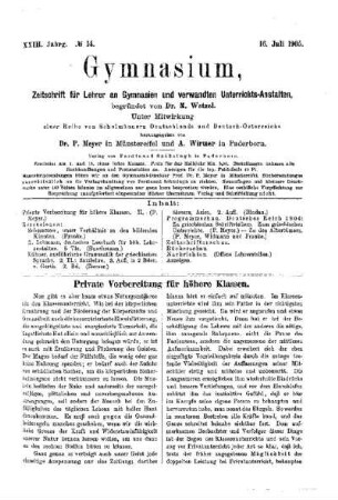 Private Vorbereitung für höhere Klassen : II.