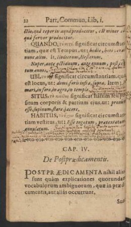 Cap. IV. De Postpraedicamentis.