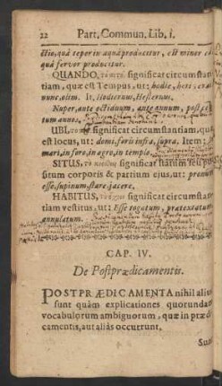 Cap. IV. De Postpraedicamentis.