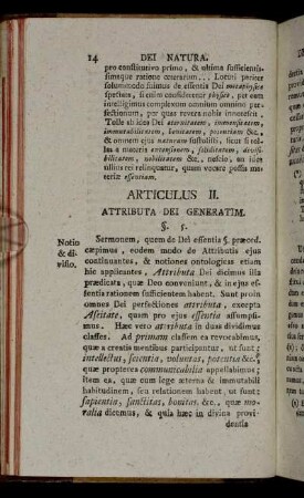 Articulus II. Attributa Dei Generatim.