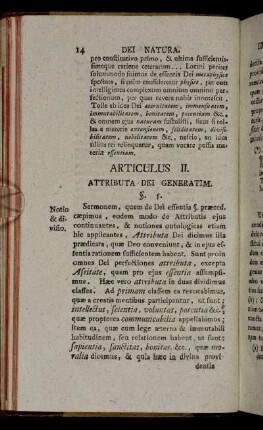 Articulus II. Attributa Dei Generatim.