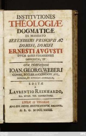 Institvtiones Theologiæ Dogmaticæ