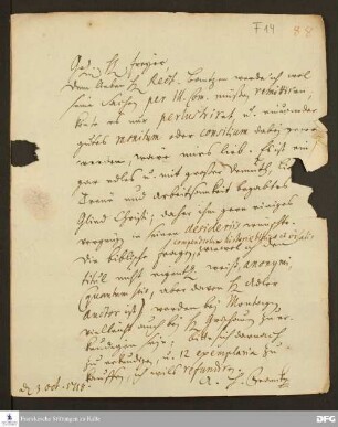 Brief von August Hermann Francke an Hieronymus Freyer.