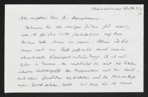 Brief von Rolf Ibscher an Gerhart Hauptmann