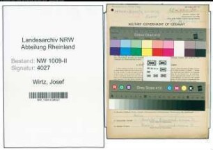 Entnazifizierung Josef Wirtz , geb. 04.11.1908 (Geschaeftsfuehrer)