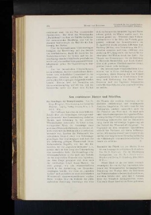 Neu erschienene Bücher und Schriften.