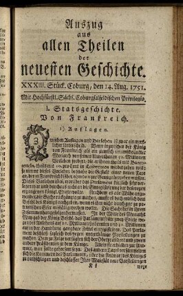 XXXIII. Stück. Coburg, den 14. Aug. 1751.