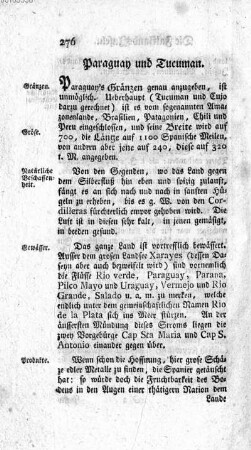 Paraguay und Tucuman