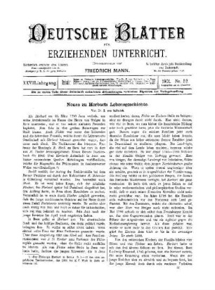 Neues zu Herbarts Lebensgeschichte