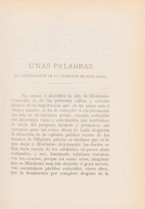 Unas palabras en justificación de la aparición de este libro
