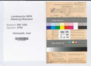 Entnazifizierung Axel Heimsoeth, geb. 28.10.1918 (Physiker)