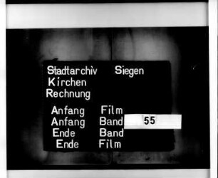 Kirchenrechnung der Stadt Siegen der Kirchmeister Johan Irle und Johan Solbach