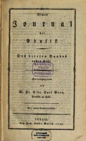 Neues Journal der Physik. 4. 1797