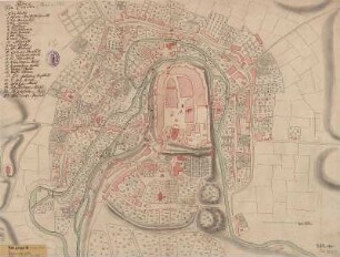 Plan von Chrudin, kolor. Handzeichng, um 1750 : Plan von Chrudin. - [S.l.] , [um 1750?]. - 1 Plan : kolor. Handzeichng. ; Blattgr. 48 x 36