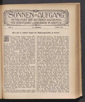 Heft 4. 19. Jahrgang. Januar 1917