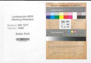 Entnazifizierung Erich Seidel , geb. 19.08.1900 (Polizist)