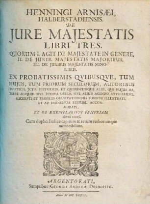 De jure majestatis : libri tres