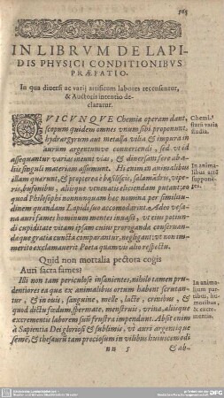 In Librum de Lapidis Physici Conditionibus Praefatio.