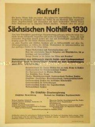Aufruf zur "Sächsische Nothilfe 1930"
