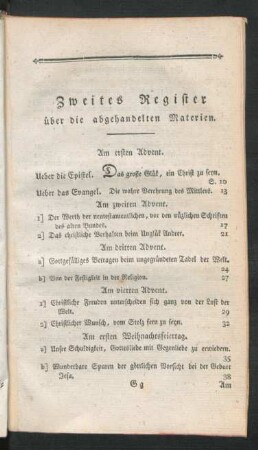 Zweites Register über die abgehandelten Materien