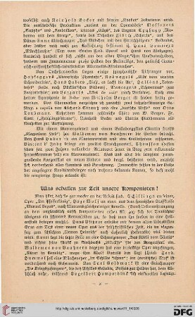 Was schaffen zur Zeit unsere Komponisten?