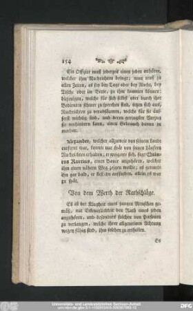 Von dem Werth der Rathschläge.
