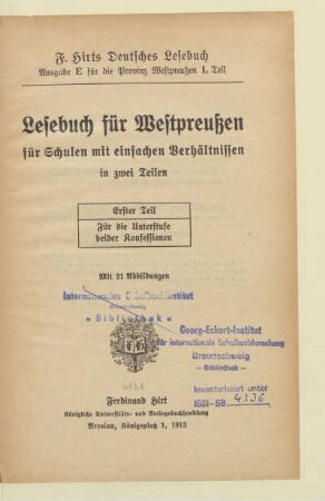 Teil 1, [Schülerband]: Für die Unterstufe beider Konfessionen : mit 21 Abbildungen