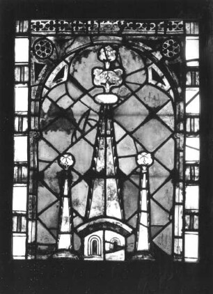 Architekturdetail : Architekturdetail. Glasmalerei (um 1340/1350). Mühlhausen, Pfarrkirche Sankt Blasius (N II (4b))