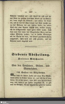 Dritter Abschnitt. Von den Conserven, Geleen, und Marmeladen