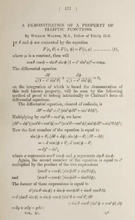 A demonstration of a property of elliptic functions.
