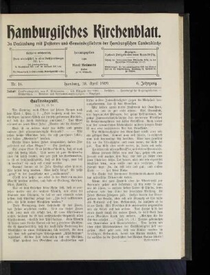 Nr. 16. Hamburg, 18. April 1909. 6. Jahrgang.