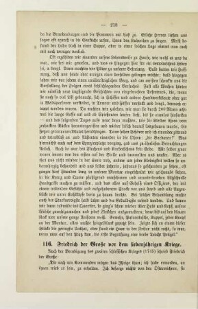 116. Friedrich der Große vor dem siebenjährigen Kriege