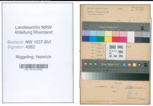 Entnazifizierung Heinrich Niggeling , geb. 09.07.1896 (Amtmann)