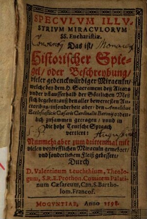 Speculum illustrium miraculorum SS. eucharistiae