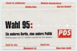 Flugschrift der PDS zur Wahl des Berliner Abgeordnetenhauses 1995